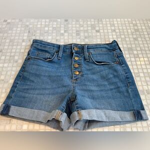 Universal Thread Blue High Rise Jean Shorts with Rolled Hem and Button Fly
